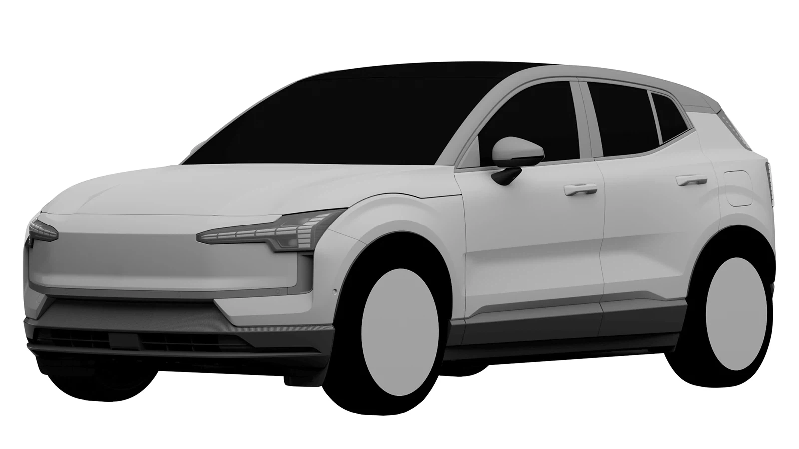 Positionné comme un SUV compact, une prétendue image officielle du Volvo EX30...